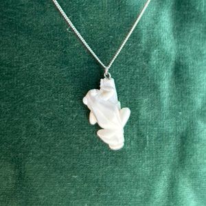 White 1" HAO Frog pendant necklace